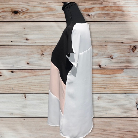 Black, Pink & White Stripe Women’s Blouse Size:L - Picture 2 of 8